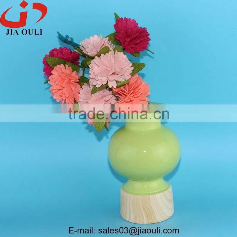 NEW design color and wood grain ceramic flower vase for home decoration