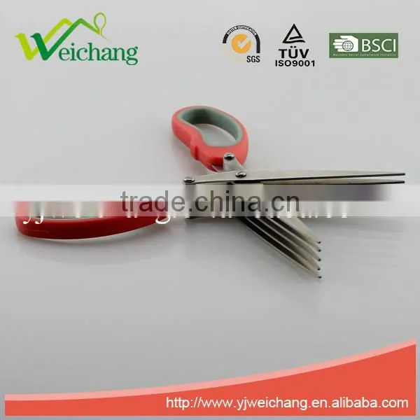 WCJ719 5 Layer scissors Straight Stainless Steel Precision 5 Blade Scissors Stainless Steel chopped green onion Scissors