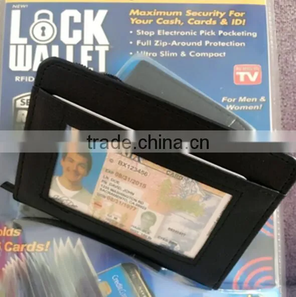 TV hot sell Multi-function zipper card Lock Wallet