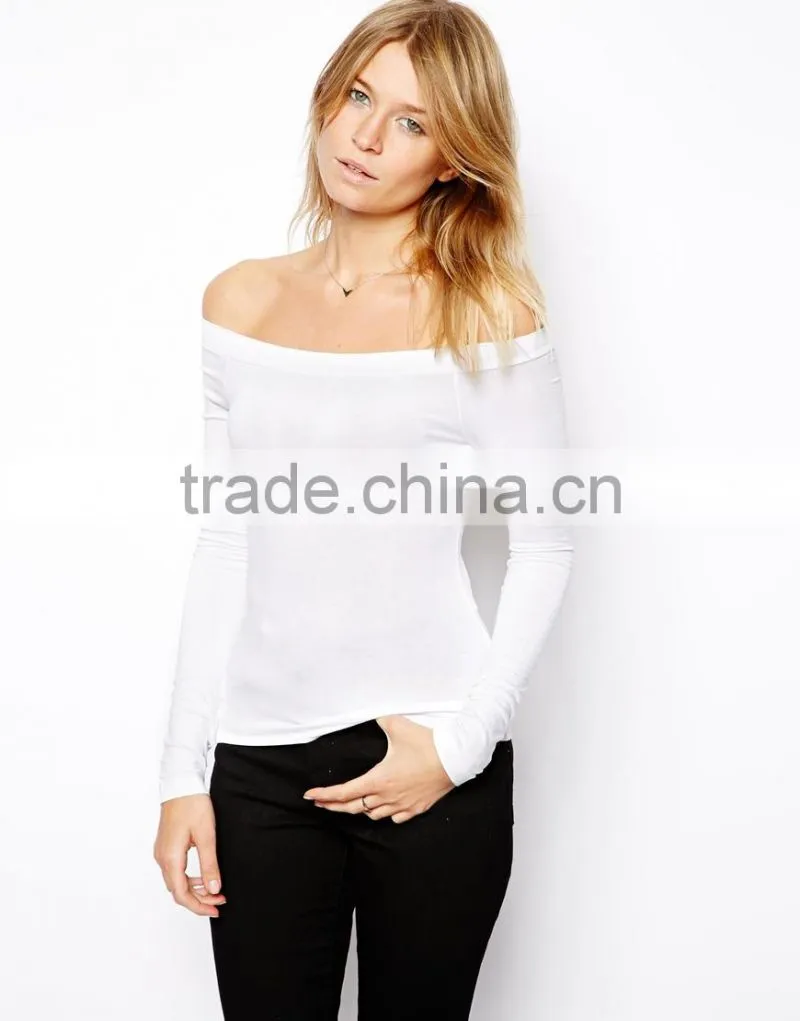 China factory OEM ODM 2015 new fashion customized Off Shoulder Top With Long Sleeves