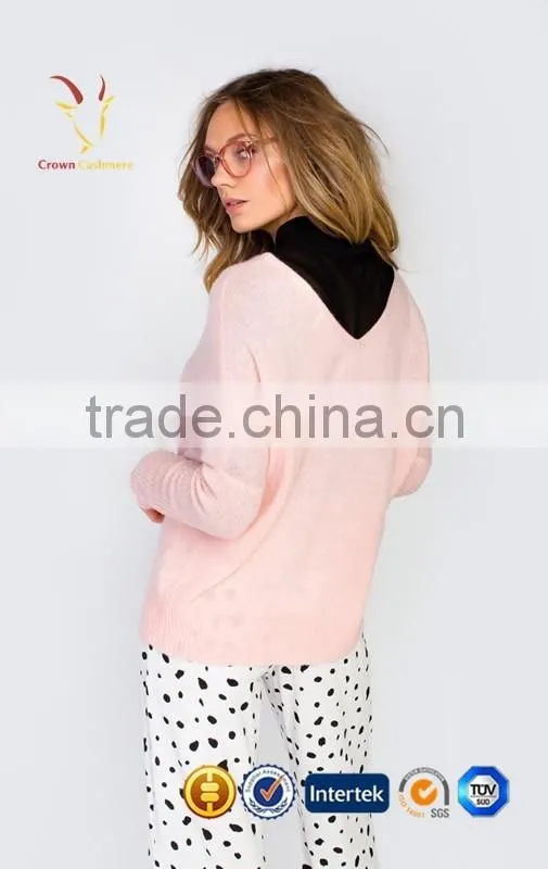 Women Pink Cashmere Pullover Sweater 2016