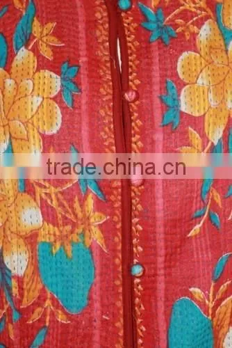 Long, Hand Quilted, Kantha Jacket, Coat -Fully Reversible