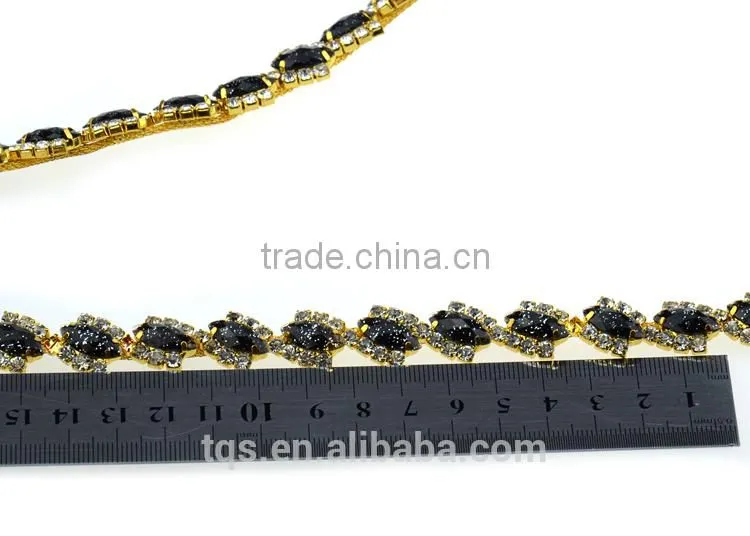 Rhinestone Cup Chain Black Shining String of Rhinestones