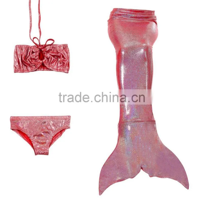 3pcs Girl Kids Mermaid Tail Swimmable Mermaid Swimsuit Girls Bikini Set Bathing Suit Swimwear 3-12 Years Old
