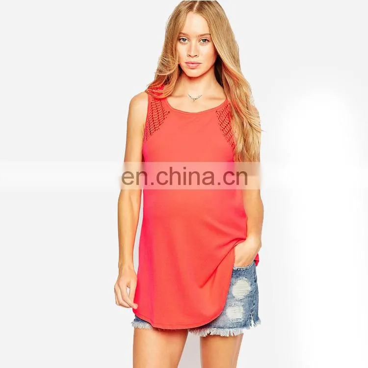 New Arrival Laser Detail Tank Women Fancy Maternity Blouse