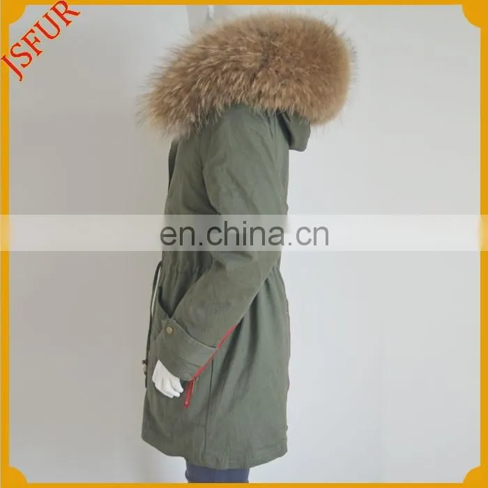 Jsfur Wholesale Genuine Fur Jacket With Real Fur Winter Women Parka