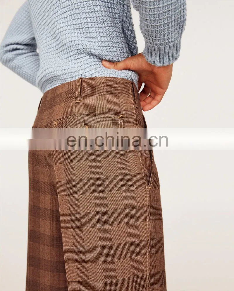 OEM Service Custom High Quality Pants Fashion Checked Mens Trousers