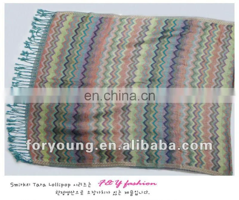multi colored zigzag pashmina shawls stoles