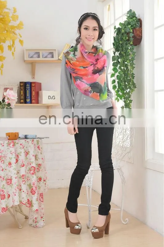Digital Printed 100%Silk Square Chiffon Scarf