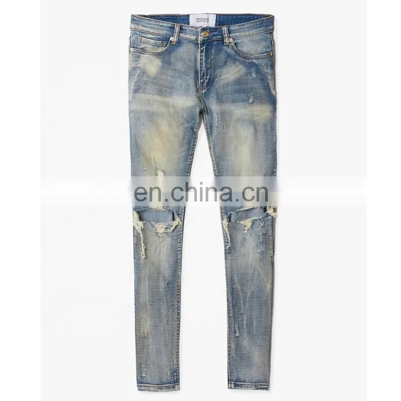 DiZNEW DongGuan Custom Grey Colour Double Side Track Jeans Men