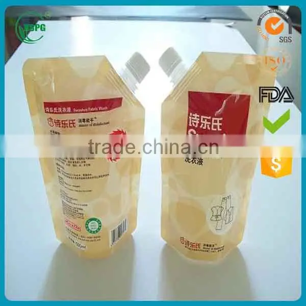 Customized printing juice packaging spout pouch, stand up doypack liquid spout pouch