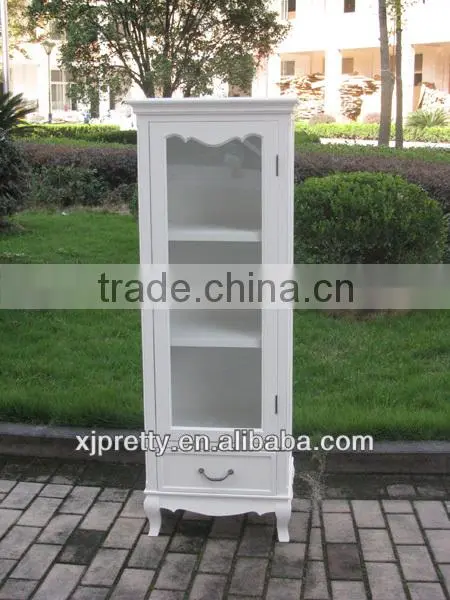 modern white wooden corner glass door display cabinet