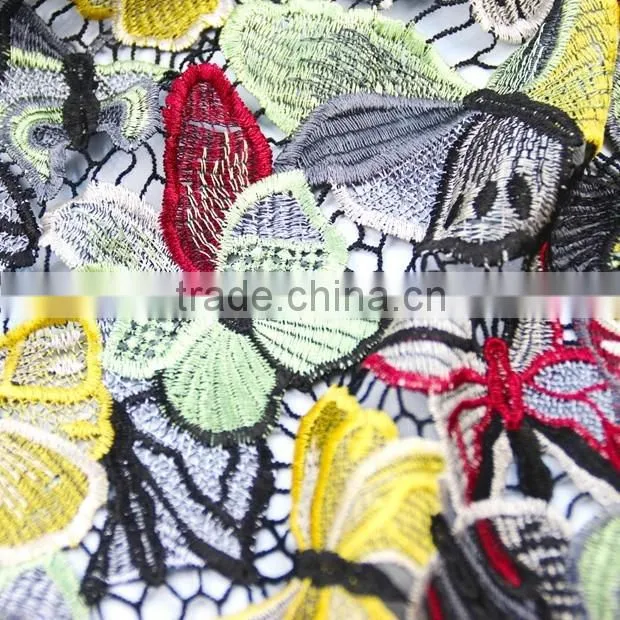 2016 new muilt colour polyester mesh embroidery fabric for evening dress