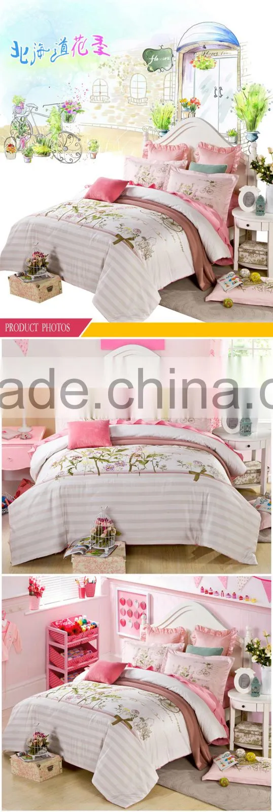 Reactive printting 100 % cotton smooth bedding set