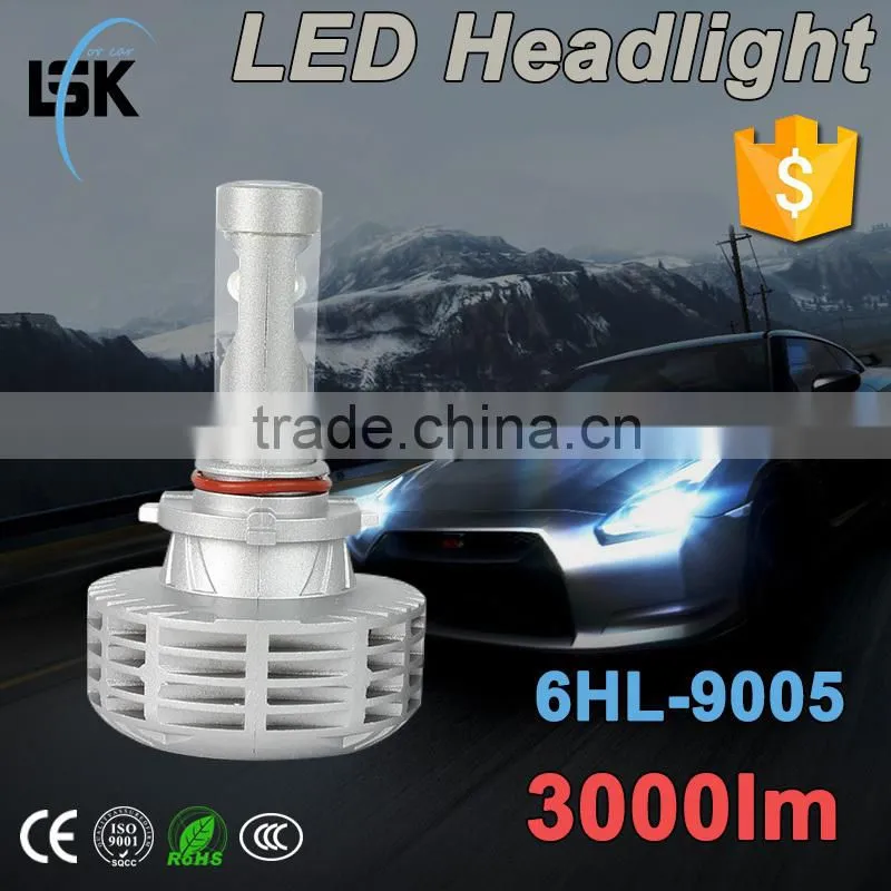 Newest G6 super waterproof IP65 9005 led headlight fanless 25w 3000lm car use 9005 bulbs