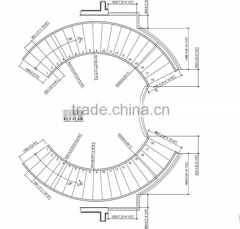 customize size curve stair treads