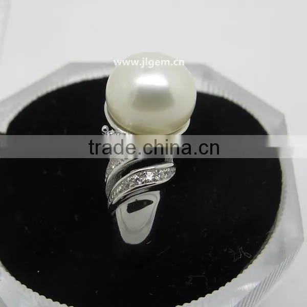 925 Sterling Silver Pearl Main Gem & AAA CZ Fashion silver Ring