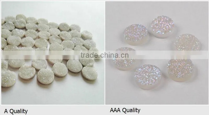 Titanium coating agate druzy drusy heart cabochon semi-precious gemstone from China