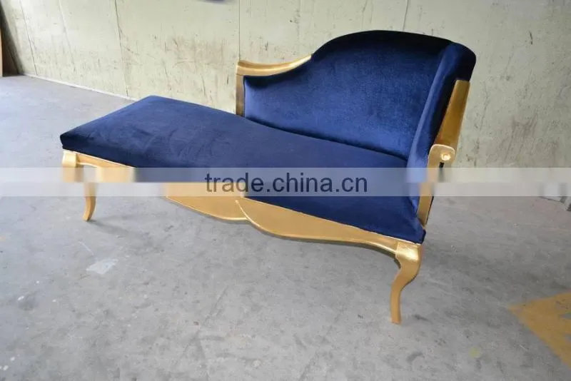 Royalblue velvet gold frame lounge chaise XY2869A