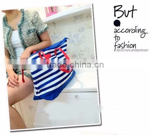 2016 New designer big size high quality canvas navy blue stripes shoulder bags