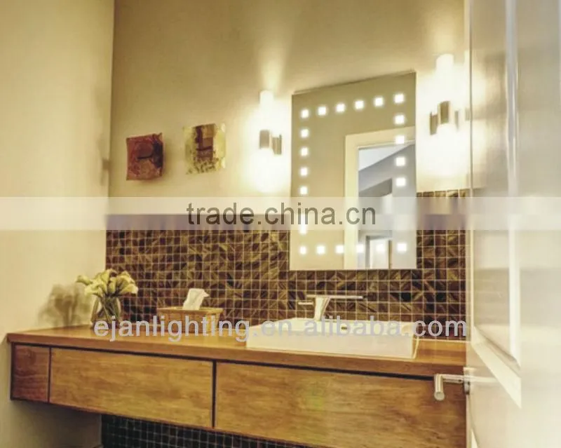 IP44 Five star hotel bathroom LED light mirror with heated pad