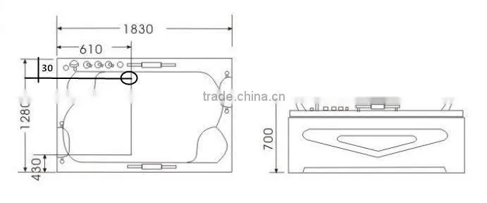 China supplying massage bathtub with shower fitting price
