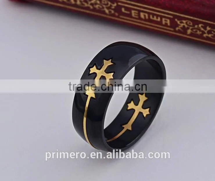 Unique charming jewelry for men and women detachable cross high polished stainless steel gold silver plated rings