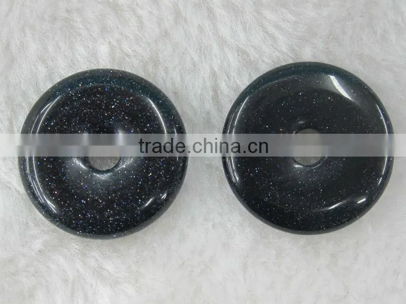 Wholesale natural 15-50mm Black Stone donut gemstone