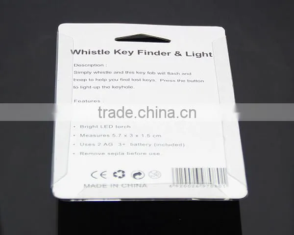 Blister Packing Promotional Electronic Switch LED Light Whistle Key Finder