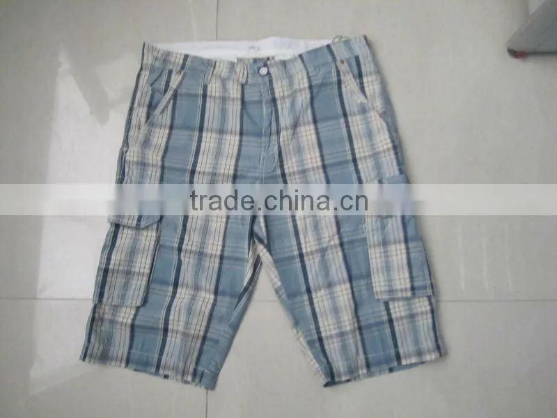 2012 mens fashion plaid cotton cargo bermuda shorts with 6 big pockets