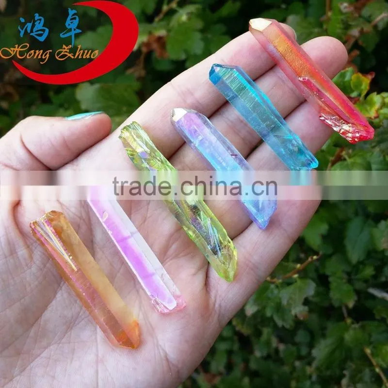 Rock mineral specimen titanium crystal quartz point with inclusions for healing energy