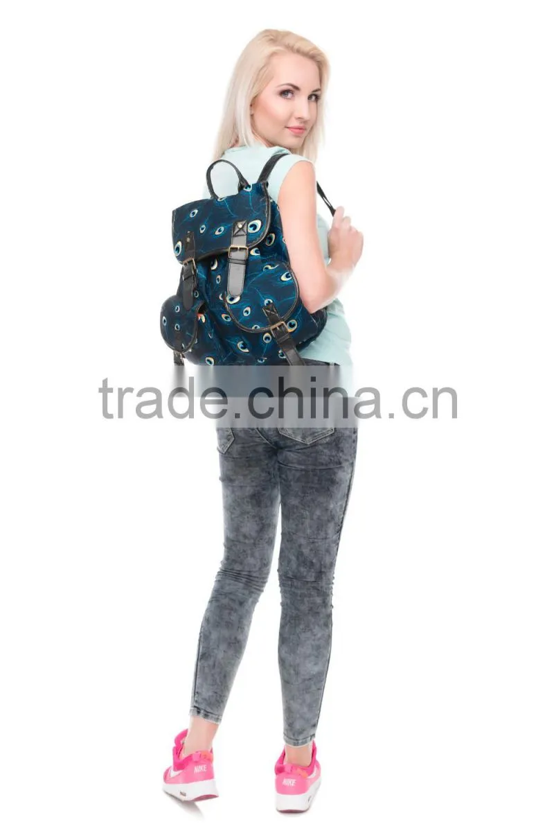 2016 3d printed peacock feather Vintage Canvas Rucksacks Cute School Satchel Rucksack Backpack Campus Bag