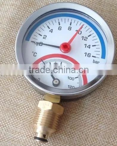 Floor heating water pressure temperature gauge