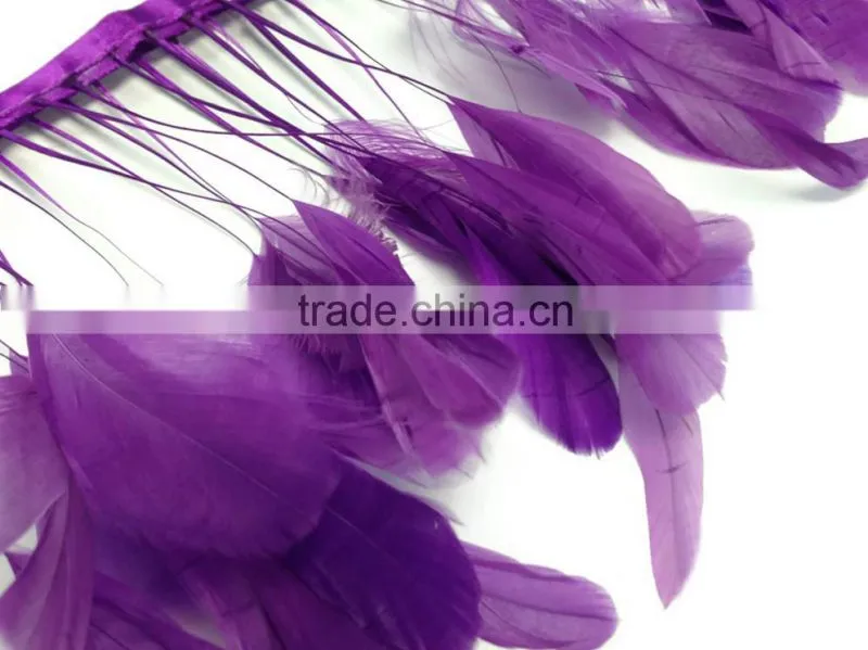 Stripped blue Coque Tails Fringe rooster feather trim