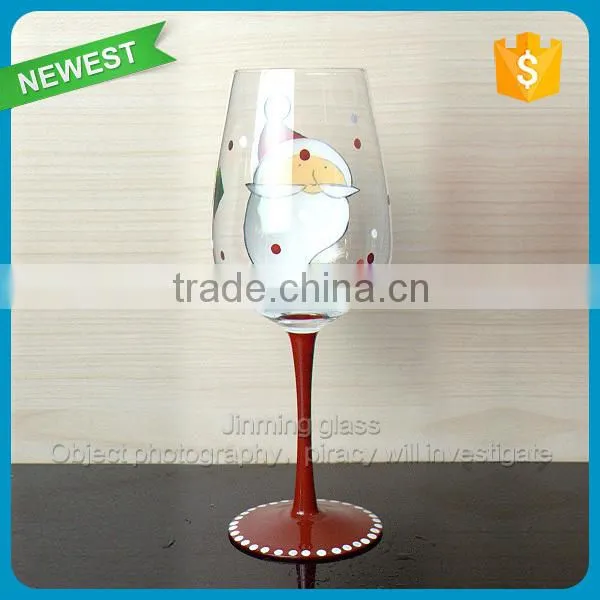 Handpainted Drinking Glass Goblet Cup Red Wine Drinking Glass Cup Long Stem Goblet Glass
