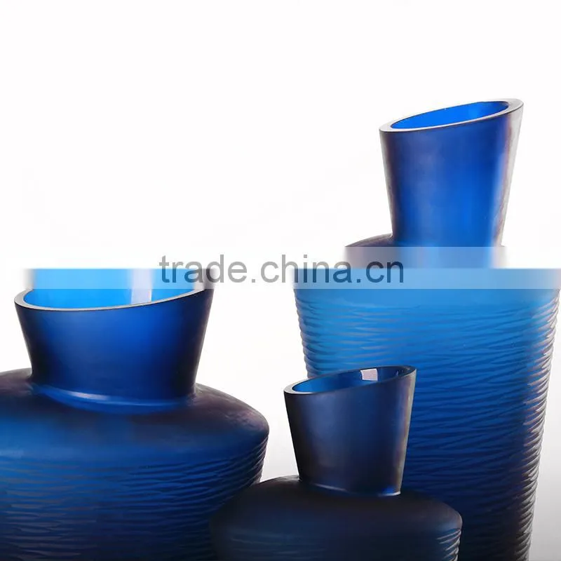 Promotion Modern Style glass vase Decor Cheap Blue