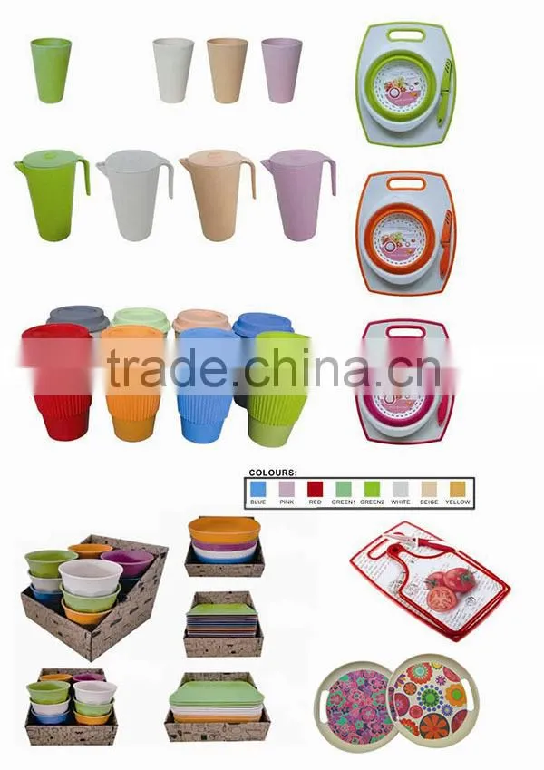 Eco-friendly Bamboo Fiber Natural Salad Bowls Colorful Dinnerware Sets