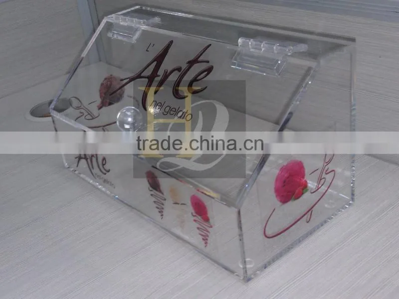 Trendy Eco-friendly Acrylic silkscreen printing candy cake acrylic display box with hinged lid
