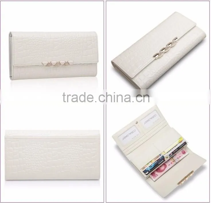 Best selling customer delicate design genuine/pu leather lady wallet with customer logo