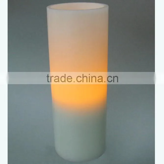 8 inch flameless white scented paraffin wax yellow flicker tall big pillar led light candles
