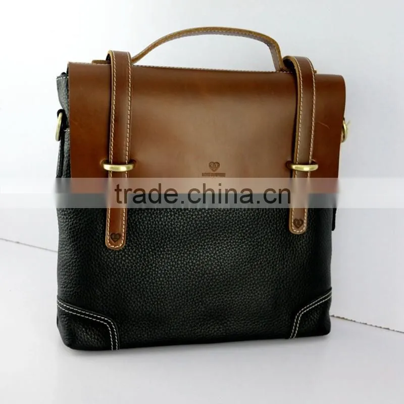 China supplier low price fashion men black genuine leather briefcase