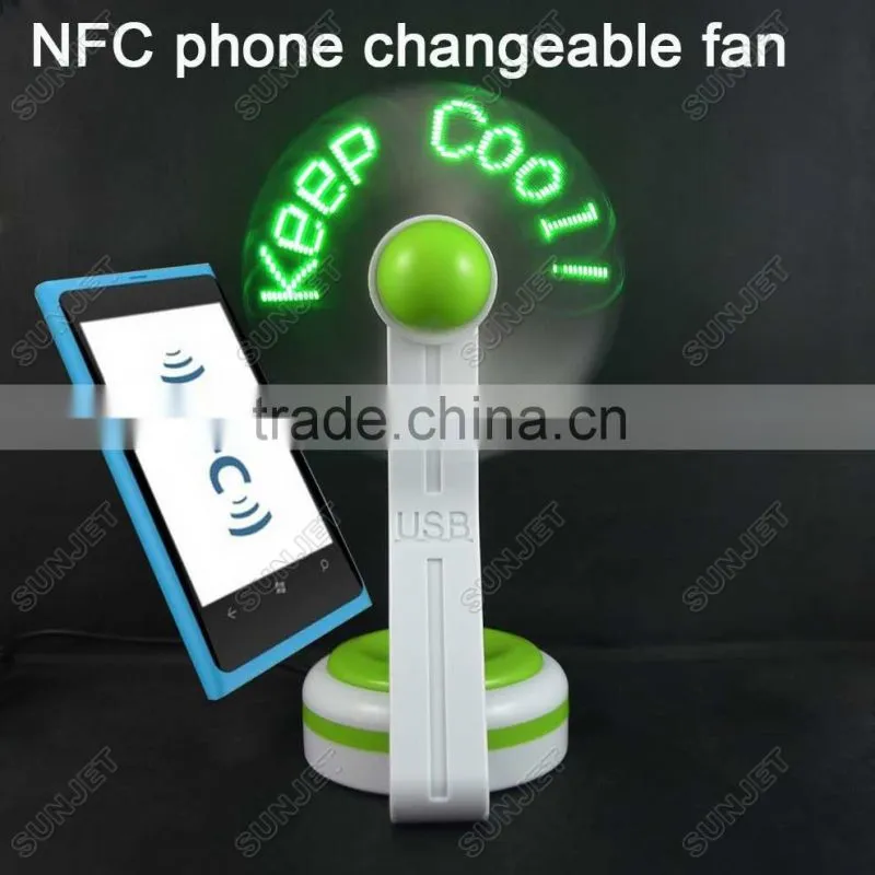 2016 new Arrival new invention electrical flashing NFC phone custom message fan