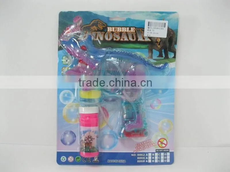 Hotsale B/O Trasparent Light up Dinosaur Bubble Gun Toys With Light and Music