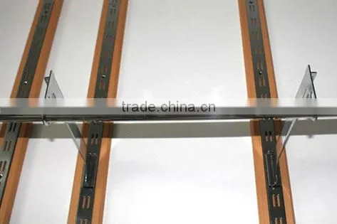Double slotted metal shelf bracket with rod hanging ring
