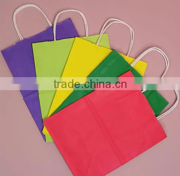 Multicolor reusable Kraft paper folding shopping bags