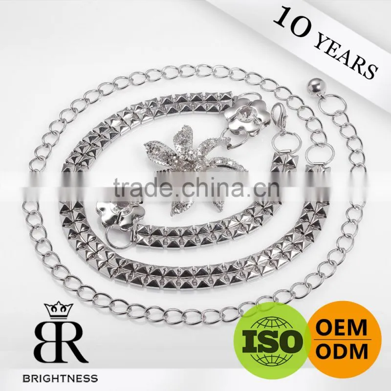 Fashion zinc alloy body chain jewelry/chain belts for women/rhinestone chain