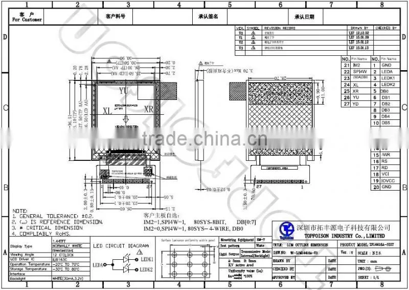 1.44 inch useful 128*128 tft lcd screen display 128*128 inch tft module