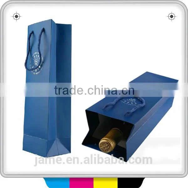2014 gloss lamination brown wine paper bags with handles wholesale