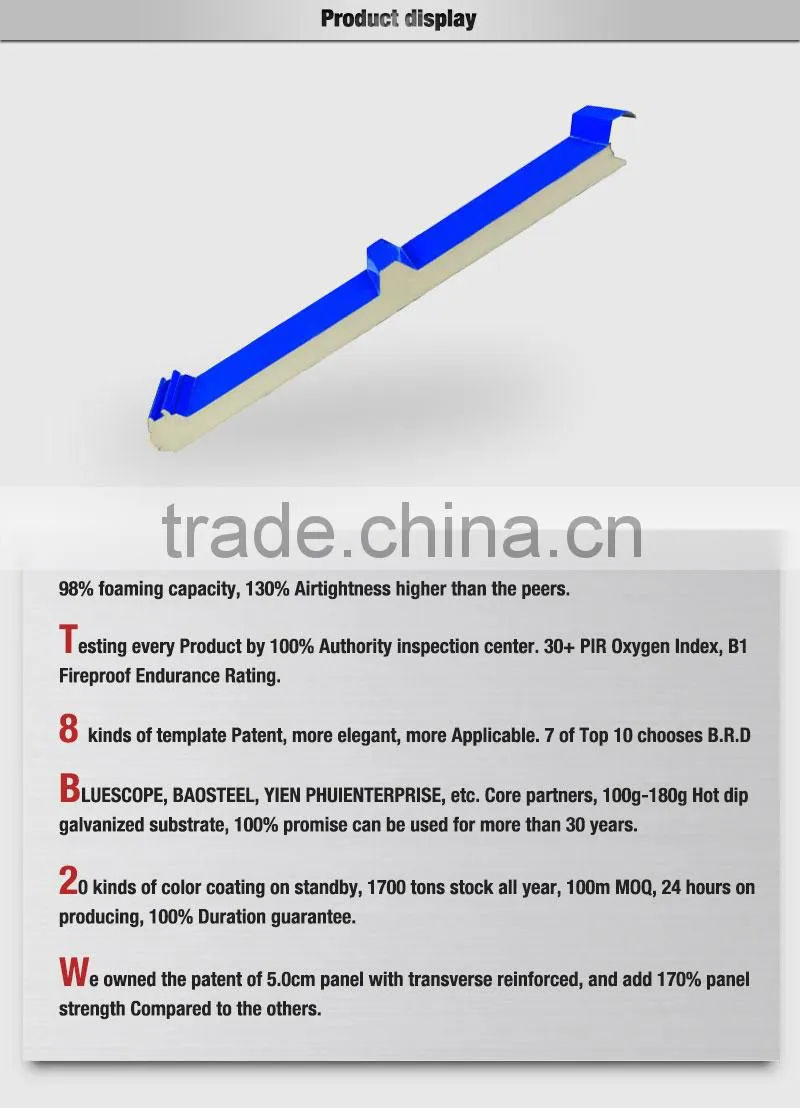 new material zinc coated PU sandwich roof panel