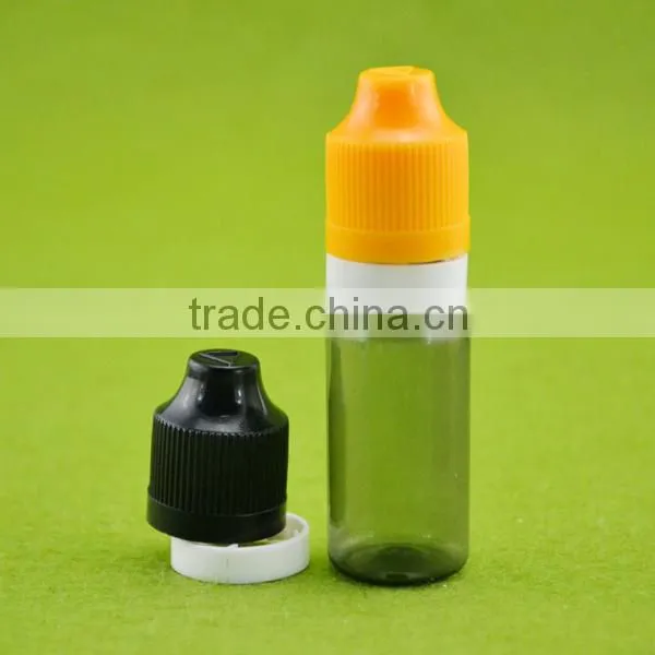10ml PET e liquid bottle with childproof cap and long thin dropper tip